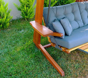 View WESTMANN Hollywoodschaukel Luna 2600 | 260x139x195 cm Grau | Holzschaukel für bis zu 4 Personen inklusive Sonnenschutz image 5