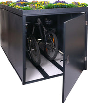 View Mendler 2er-Fahrradgarage mit Pflanzkasten HWC-L56b, Fahrradbox, abschließbar verzinkter Stahl 125x113x208cm - anthrazit image 1