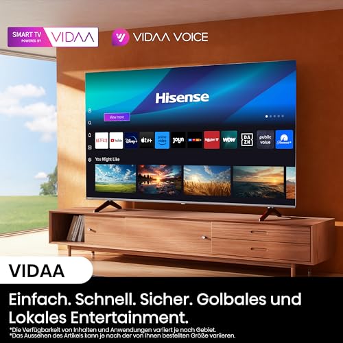Hisense 43E6NT 108cm (43 Zoll) Fernseher, 4K UHD Smart TV, Precision Colour, HDR, Dolby Vision, 60Hz, Triple Tuner DVB-C/S/S2/T/T2, WiFi, HDMI 2.1,