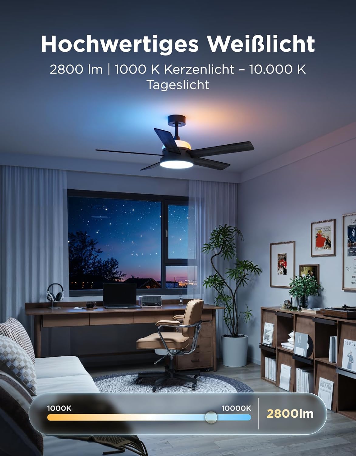 Govee Deckenventilator mit Beleuchtung RGBIC, Ø132cm Smart Leise Deckenventilator mit Licht und Fernbedienung, 2800 lm, Reversibler DC Motor,