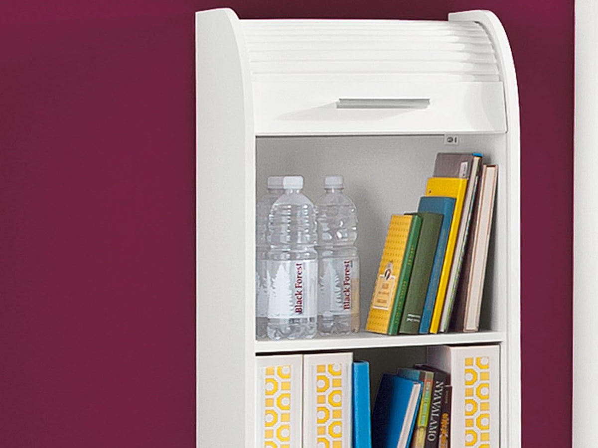 möbelando Rolloschrank Jalousienschrank Büroschrank Schrank Aktenschrank Organizer I Beton/Weiß
