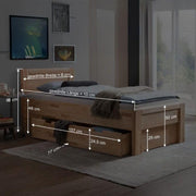 View Ewen Seniorenbett Massivholz 90x200 cm mit Schubkasten Komforthöhe aus geölter Kernbuche, Natur, mit Auflageleisten, 48 cm Einstiegshöhe, image 3