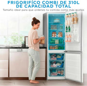 View Midea Frigorífico Combi No Frost | 60 cm ancho x 188 alto cm | Inox | Nevera libre instalación 224 L + 86 L Congelador - Refrigerador de bajo consumo image 3