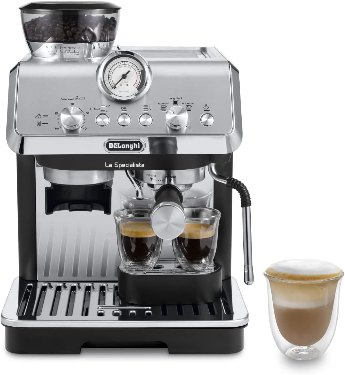 De'Longhi La Specialista Arte EC9155.MB Siebtrgermaschine, Espressomaschine mit Mahlwerk, 8 Mahlgrade, 15 Bar, 3 Temperaturen, Milchschaumdüse, 1300 W