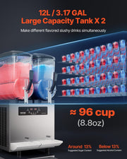 View VEVOR kommerzielle Slusheis Maschine 12 L x 2 Doppeltank-Maschine für gefrorene Getränke, 96 Tassen Edelstahl Slush-Eis-Maschine mit Tastenfeld image 2