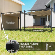 View Outsunny Pérgola de Jardín 4x3 m con Techo Retráctil y 3 Laterales Enrollables, Cenador de Jardín Montado en Pared o Independiente, con UPF30+, image 5