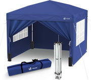 View VOUNOT Carpa Plegable Gazebo 3x3m con 4 Paredes y 4 Bolsas de Arena, Cenador Pabellón de Jardín para Camping, Fiestas, Exterior, Color Azul image 1