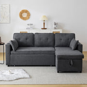 View Sofá Cama 3 plazas con Portavasos y Bolsa Pasamanos Lateral, Sofá en Forma de L, Intercambiable a la Derecha y a la Izquierda, Gris image 3