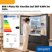 View Exquisit Frenchdoor Kühl-Gefrierkombination | 506 l Nutzinhalt, Energieklasse E, 41 dB, No Frost Kühlen & Gefrieren, Schnellgefrieren, Wasserspender, image 3