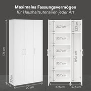 View Bellamio Apol Mehrzweckschrank Weiß – Besenschrank 90 cm breit mit Stauraum – Putzschrank mit Staubsaugerfach – Vorratsschrank Küche - Aktenschrank image 3