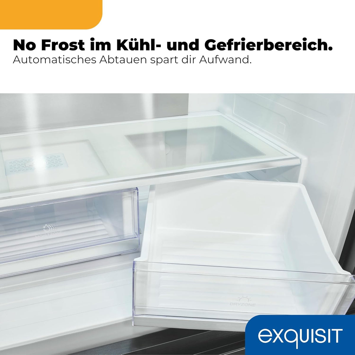 Exquisit Frenchdoor Kühl-Gefrierkombination | 506 l Nutzinhalt, Energieklasse E, 41 dB, No Frost Kühlen & Gefrieren, Schnellgefrieren, Wasserspender,