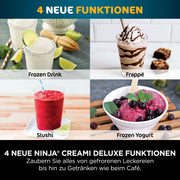 View Ninja CREAMi Deluxe Eis-und Eisgetränkmaschine mit 2 Bechern, 10 Funktionen, macht Eiscreme, Gelato, Sorbet, Frozen Yoghurt, Milchshakes, Slushi & image 5