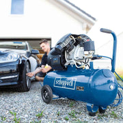 View Scheppach Druckluft Kompressor HC120DC ölgeschmiert und langlebig 2200W Leistung 100L Kessel max. 10bar Druck 371L Ansaugleistung mit Fahrvorrichtung, image 6