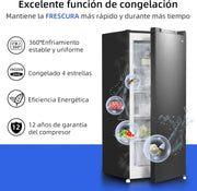View Congelador vertical independiente CHiQ, 145L de capacidad, congelación rápida, termostato ajustable, silencioso, puerta reversible, negro, image 3