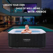 View Arebos SPA Hinchable Piscina de hidromasaje | Hinchable | Cuadrada | para Interior y Exterior | 154x154cm | 4 Personas | 130 chorros de Masaje | 600 L image 4
