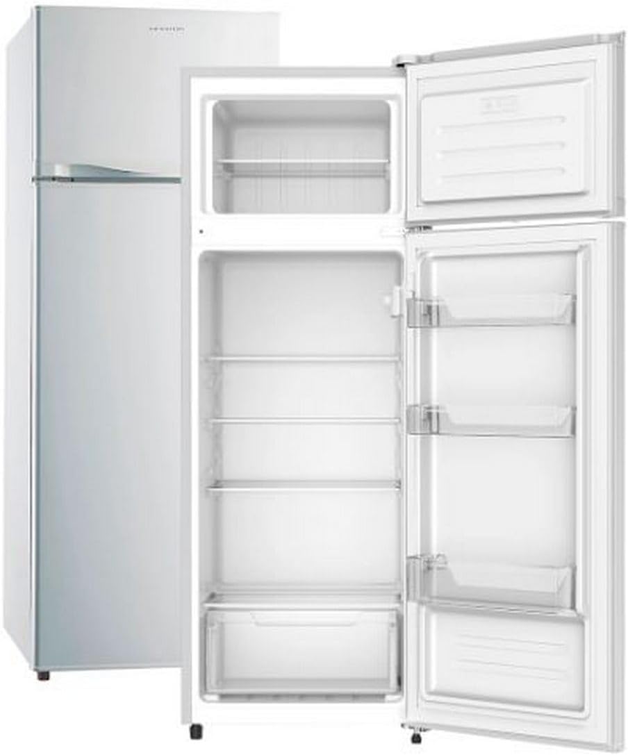 INFINITON Frigorifico Dos Puertas FG-A145B, 200 Litros, 143 cm de Altura, Defrost, LED Interior, E, Diseño con Tirador Integrado, Ancho 55 cm,