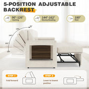 View YOUDENOVA Sofá Cama 3 en 1, Sillón Cama multifunción, Sofá reclinable con Respaldo Regulable en 5 Posiciones, Sofá Cama para 2 Personas con Mesa y image 4