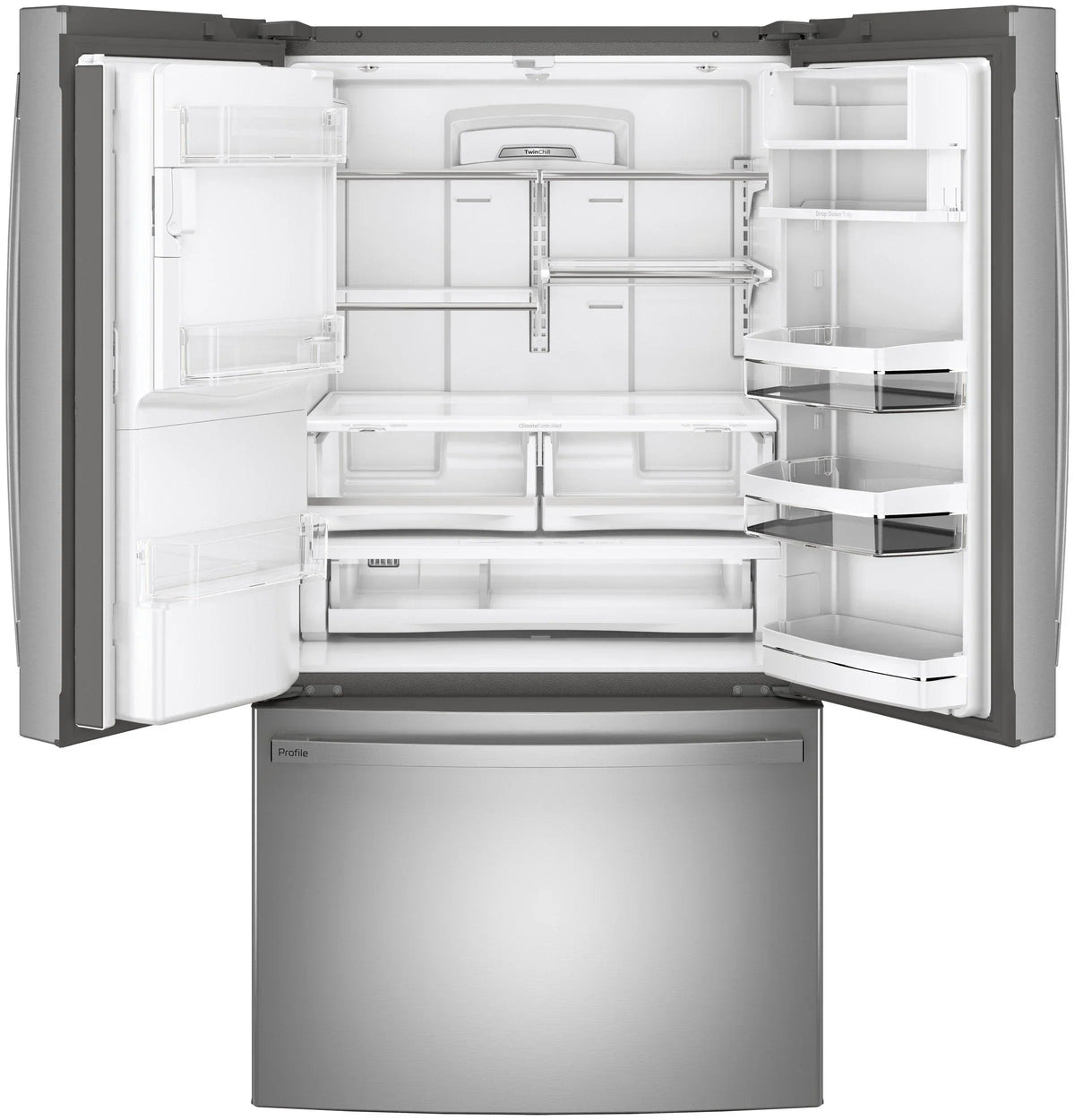 2025 Refrigerador French Door GE Profile Series ENERGY STAR de 27.7 pies cúbicos, resistente a huellas dactilares, con llenado automático manos libres