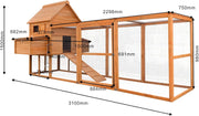 View Wiltec Hühnerstall 3100 x 1500 x 1500 mm braun mit Freilauf und Nistkästen aus Holz, Hühnerhaus mit Unterschlupf, Gitter und Kotwanne verzinkt image 6