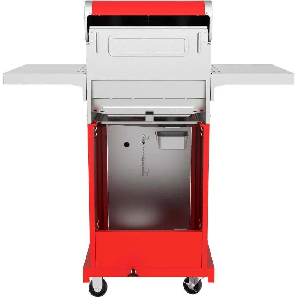 2-Burner Propane Gas Grill, Red Stainless Steel, 28,000 BTUs, Compact Design
