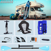 View Inflatable Paddle Board with Kayak Seat, 330 x 76 x 15 cm, up to 150 kg, Integrated Pad, Detachable Fin, Double Adjustable Paddle, Repair Kit, Blue image 3