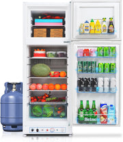 View SMETA Nevera Gas con Congelador, 265L (203L+62L), 220V, Refrigerador Congelador Combinado, Refrigerador Camping Gas para Autocaravana, Garaje, image 1