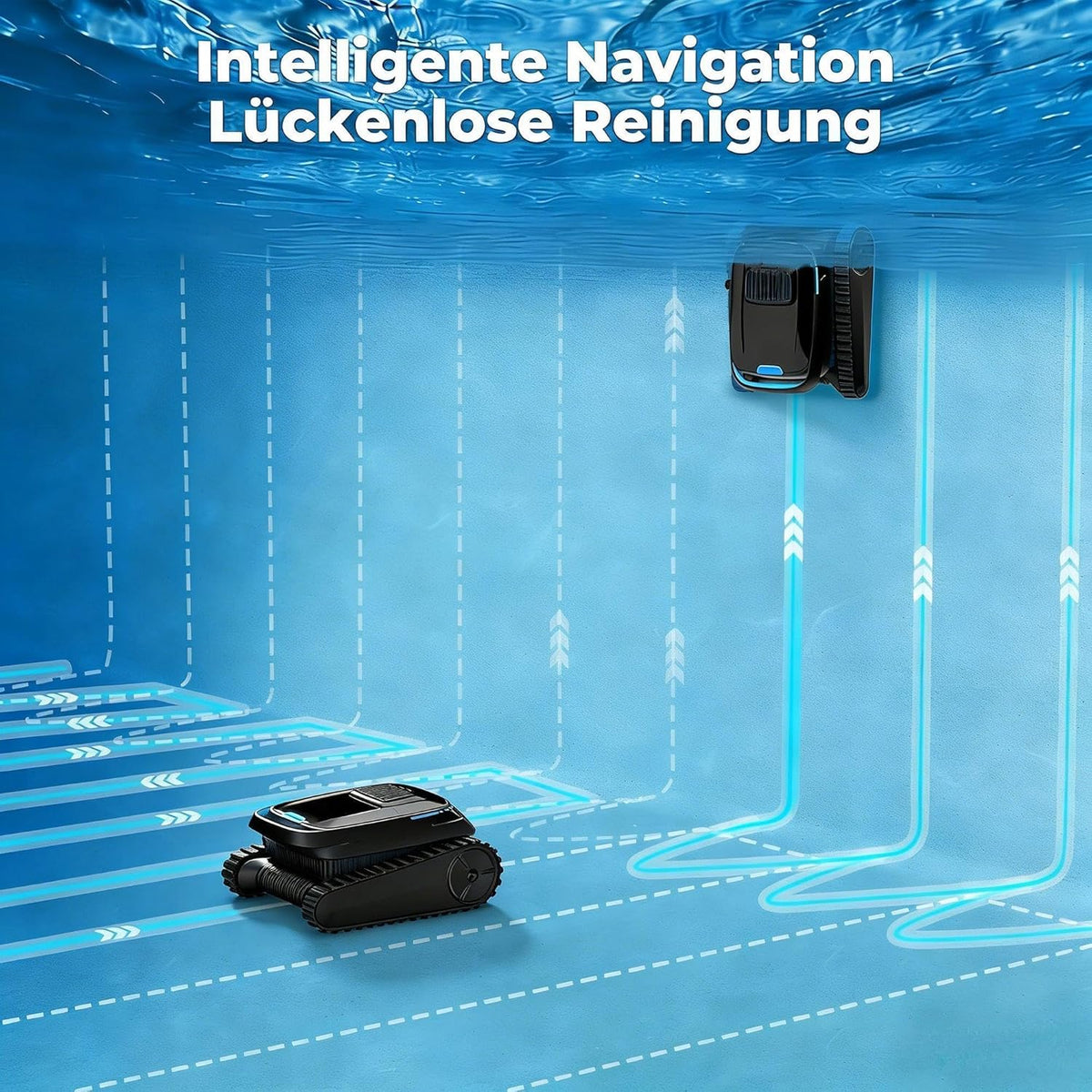 (2026 Neu) Poolroboter, Akku Poolsauger Kabelloser, PC10 Poolroboter Boden und Wand Wasserlinie, 18927 LPH Saugkraft, Intelligenten Navigation,