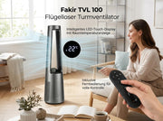 View Fakir TVL 100 Flügelloser Turmventilator - DC-Motor, 12 Lüfterstufen, 30 dB(A), 60° Oszillation, 12h Timer, LED Touch Display, Fernbedienung, image 5