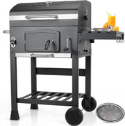 View Barbacoa de Carbon XXL, Parrilla de Carbón con Chimenea y Tapa, Parrilla con Carrito BBQ Smoker con Ruedas y Termómetro, Grande BBQ Carbon para image 3