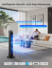 View GoveeLife 27 dB leiser Ventilator, 12 Geschwindigkeiten bis zu 8 m/s, 5 Modi, 24-Stunden-Timer, intelligenter Turmventilator mit 150°-Oszillation, APP image 2