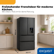 View Exquisit Frenchdoor Kühl-Gefrierkombination | 506 l Nutzinhalt, Energieklasse E, 41 dB, No Frost Kühlen & Gefrieren, Schnellgefrieren, Wasserspender, image 2