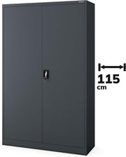View Jan Nowak Metallschrank Jan II 185 x 115 x 40 cm - Aktenschrank abschließbar mit 2 Türen, Mehrzweckschrank mit 5 Ebenen, Büroschrank aus Stahlschrank image 3