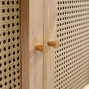 View Soweiz Armario con barra, armario de 2 puertas, dormitorio, red de ratán, sala de estar, con tapa inferior abatible, tableros de partículas+ratán de image 6