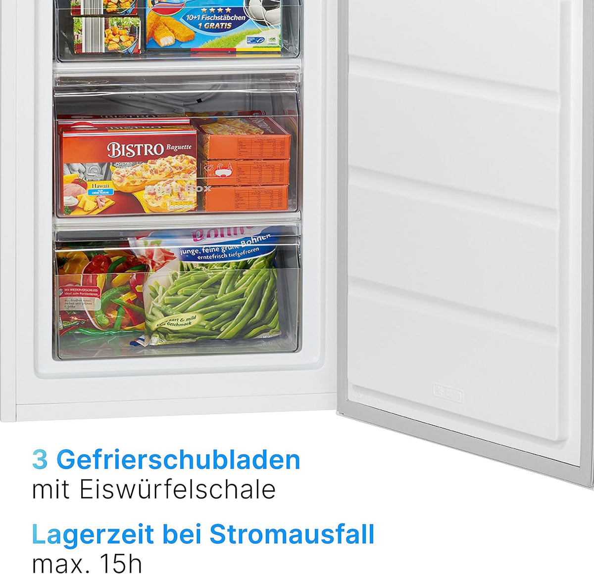 Bomann Gefrierschrank 85L Nutzinhalt, Gefrierschrank klein mit 3 Schubladen, wechselbarer Türanschlag, Freezer mit 4 Sterne-Kennzeichnung, leise &
