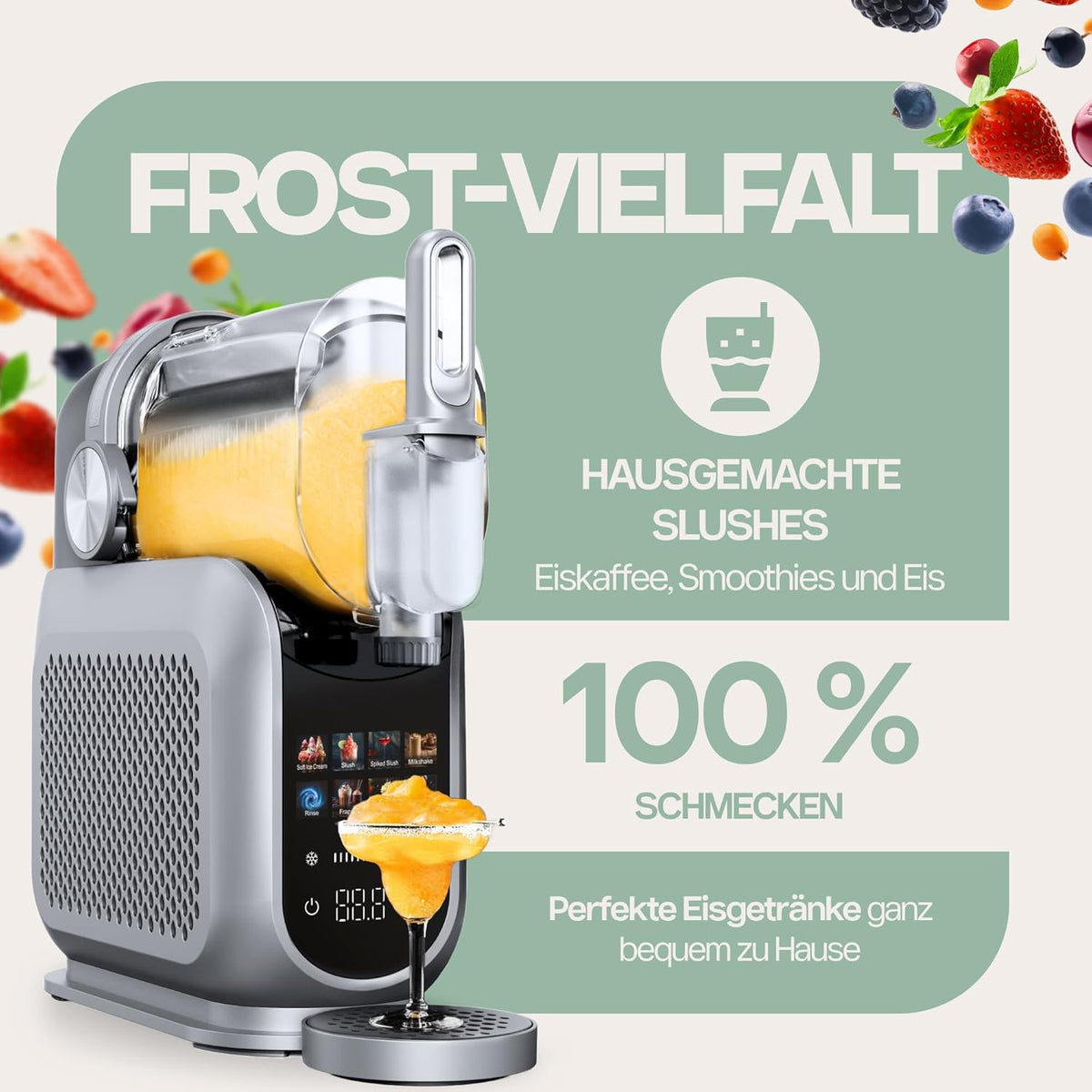 4Swiss Eismaschine Selbstkühlend Eis Maschine Speiseeisbereiter Speiseeismaschine mit Kompressor Icecream für Milchshake Slush Slushie Granita Ice