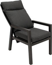 View DEGAMO 2X Hochlehner Gartensessel MANCIANO, Aluminium rostfrei anthrazit, mit Polstern dunkelgrau, Rückenteil stufenlos verstellbar mit Gasfeder image 3