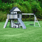View 2025 Backyard Discovery Canyon Creek Set de Juego Exterior en Madera de Cedro con Tobogán, Casa en el Árbol, Columpios y Pared de Escalada image 3