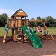 View 2025 Backyard Discovery Canyon Creek Set de Juego Exterior en Madera de Cedro con Tobogán, Casa en el Árbol, Columpios y Pared de Escalada image 1