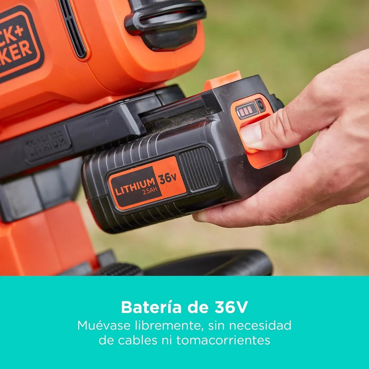 BLACK+DECKER Sopladora, aspiradora y trituradora de Hojas sin Cable de 36v, con Bolsa de recolección de 45L y batería de Litio de 2.5Ah, BCBLV3625L1-
