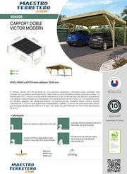 View Forest Style - Cochera Doble Victor Modern 30,9 m² (6,02 x 5,11 x 2,52 m) – Madera de Pino Tratada – Techo de Policarbonato – Aparcamiento Cubierto image 5