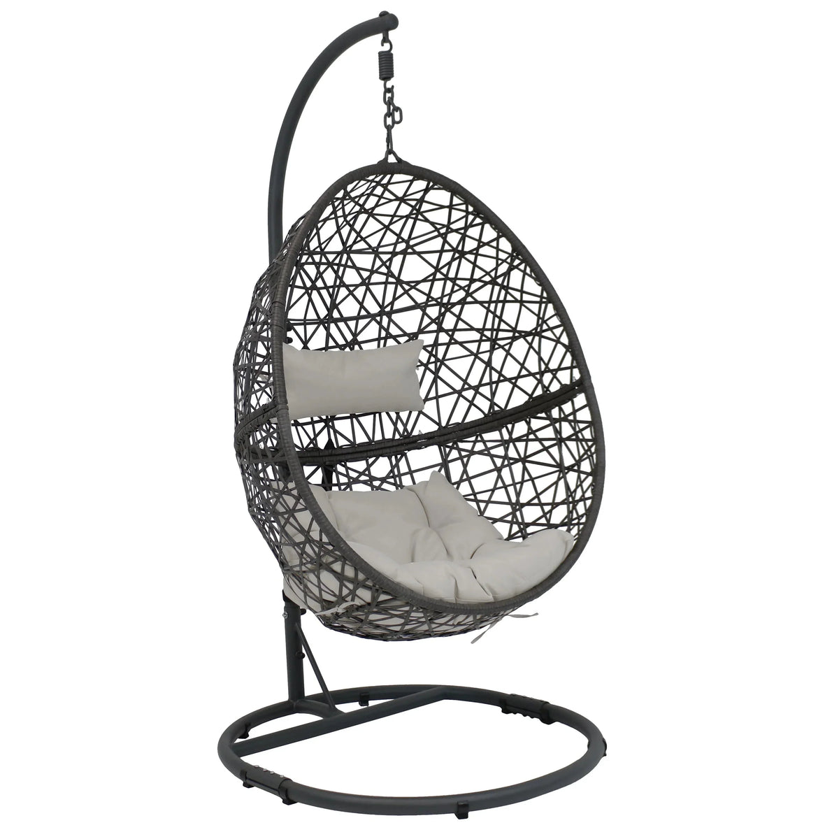 2025 Silla Colgante Sunnydaze Caroline en Forma de Huevo con Estructura de Acero y Cojín