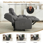 View 2er Relaxsessel mit Liegefunktion Fußteil, Zweisitzer Fernsehsessel 2 Sitzer TV Sessel mit Konsole, Manuell Verstellbar Doppel Kinosessel bis 360 kg ( image 5
