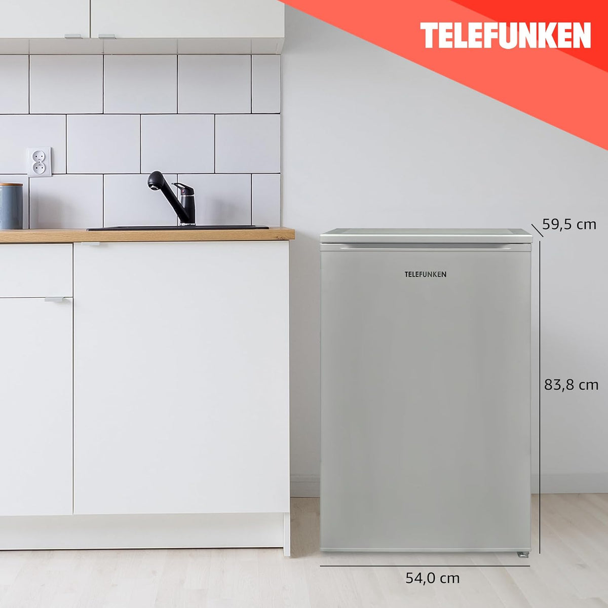 TELEFUNKEN Kühlschrank ohne Gefrierfach freistehend | Standkühlschrank mit 135 Liter Nutzinhalt | Kühlschrank klein mit Gemüsefach |