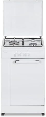 View Aspes Cocina Gas Butano 3 Zonas de Cocción, Blanco AKG3500PB. Control Manual, Quemador WOK triple llama, Compartimento Bombona, Tapa Abatible image 1