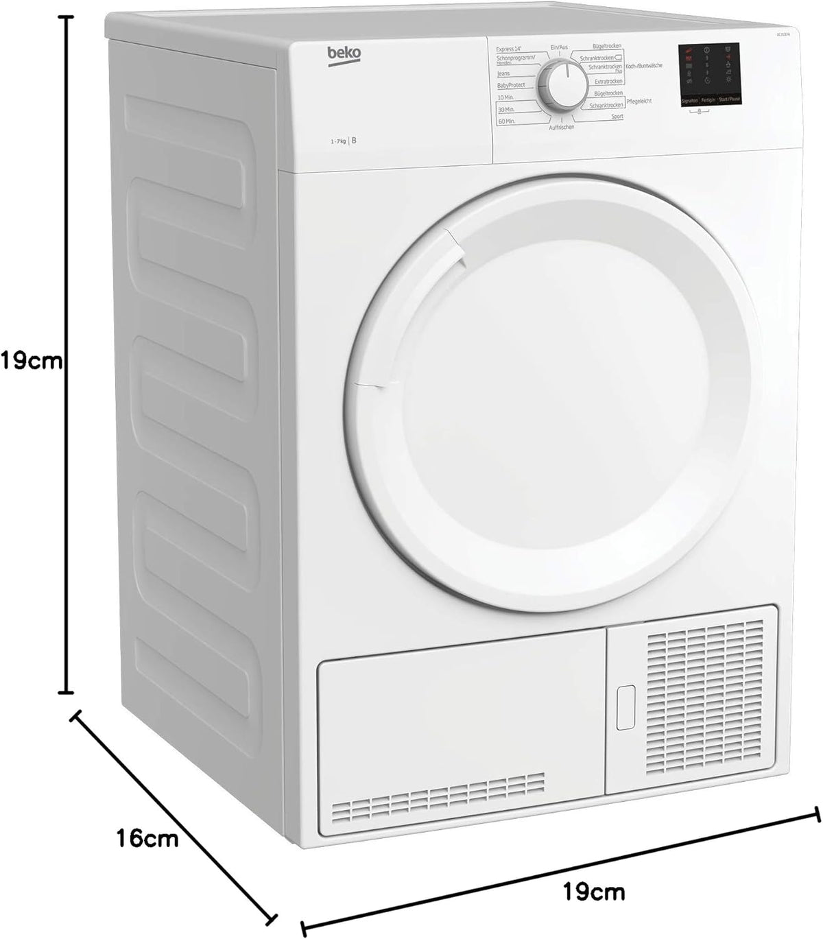 Beko DC 7130 N b100 Kondenstrockner, 7 kg, Elektronische Feuchtemessung, Automatischer Knitterschutz, AquaWave-Schontrommel, 15 Programme, Express