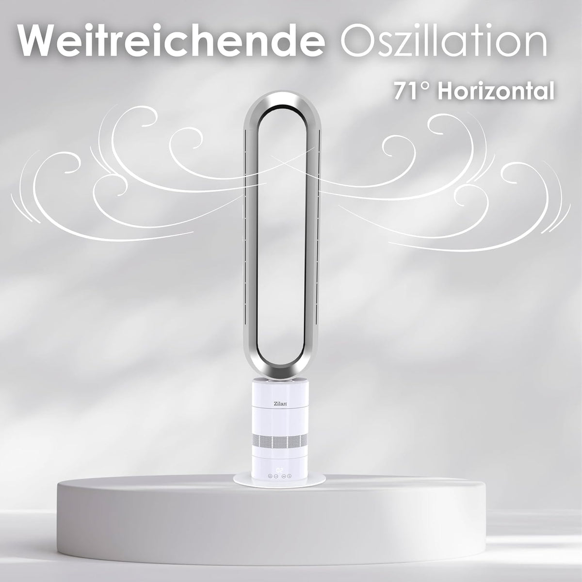 Zilan Turmventilator energiesparender BLDC Motor mit Fernbedienung Ventilator energiesparend oszillierend sehr leise Design Standventilator 10 Stufen