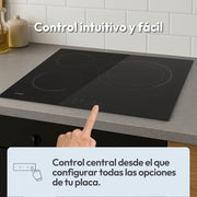 View Candy CH63DCC Hob Ceramic Hob 60 cm, 3 Cooking Zones, Double 30 cm Paella Pan, Touch Control, 9 Power Levels, Safety System, Black image 6