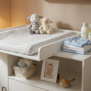 View ecomi Cómoda Cambiador para bebé en Madera con Plan de Cambiar, 3 cajones, 1 puerta, Altura 100 cm, Color Blanco, Dimensiones 113x100 cm, tiradores image 6