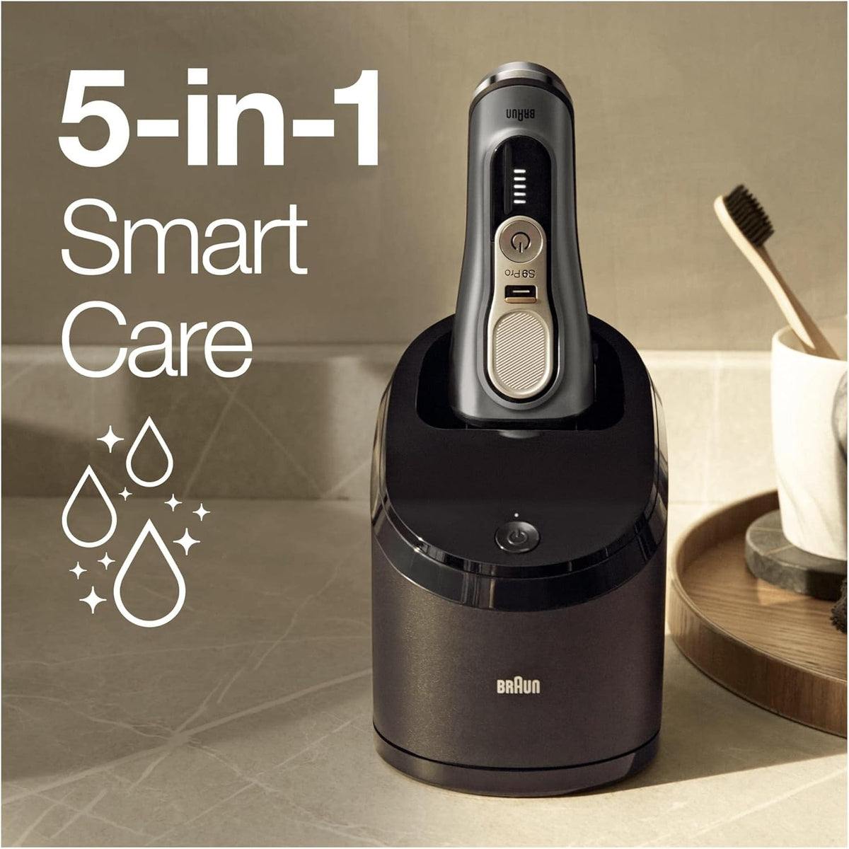 Braun Series 9 Pro Premium Rasierer Herren, Testsieger Stiftung Warentest, 4+1 Scherkopf, Elektrorasierer & Trimmer, Reinigungsstation, 60 Min