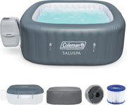 View 4 to 6 Person Inflatable Hot Tub Square Portable Outdoor Spa with 114 Soothing AirJets and Insulated Cover. image 2